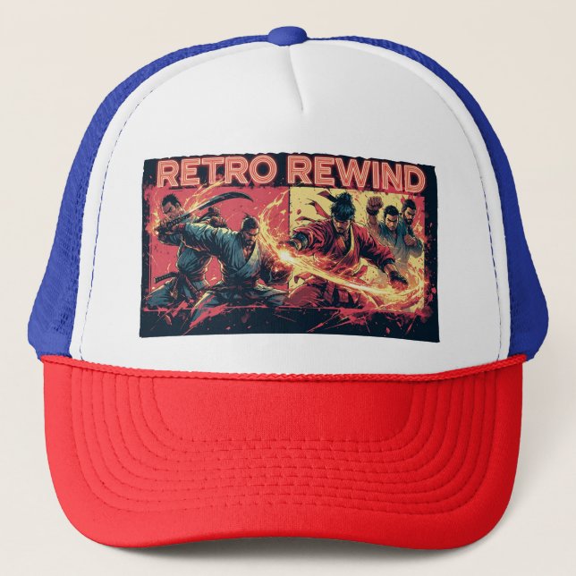 Retro Rewind Samurai Trucker Hat (Front)