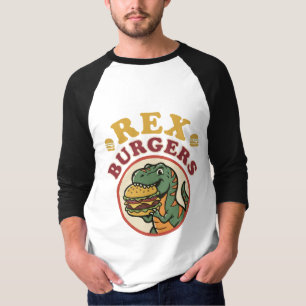 Retro Rex Burgers T-Rex Eating Cheeseburger 70s  T-Shirt