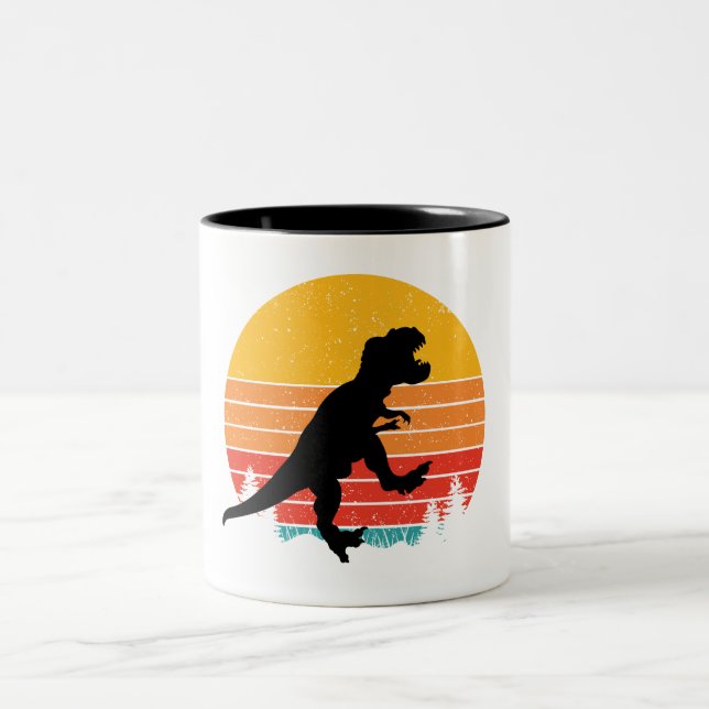 Retro Rex Roars Two-Tone Coffee Mug (Center)