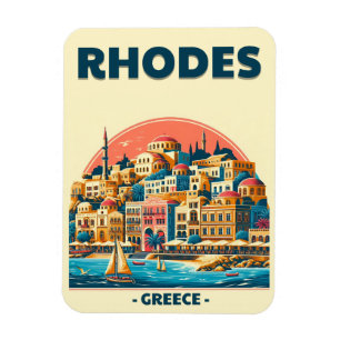 Retro Rhodes City - Greece holiday trip gifts Magnet