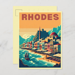 Retro Rhodes City - Greece holiday trip gifts Postcard