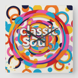 "Retro Rhythms" Square Wall Clock