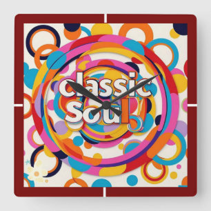 "Retro Rhythms" Square Wall Clock