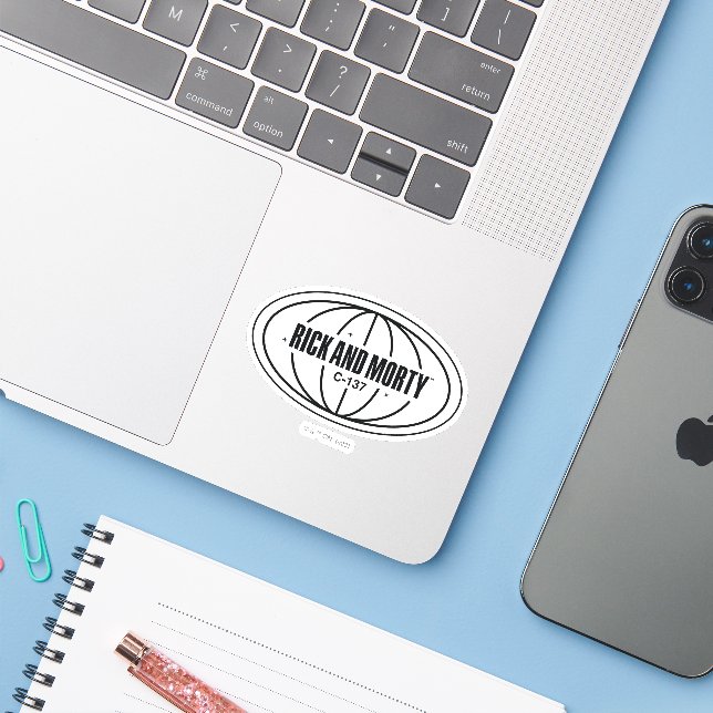 Retro Rick and Morty C-137 Dimension Badge (Laptop w/ iPhone)