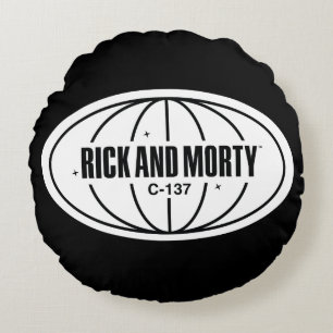 Retro Rick and Morty C-137 Dimension Badge Round Cushion