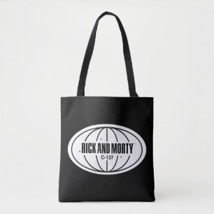 Retro Rick and Morty C-137 Dimension Badge Tote Bag