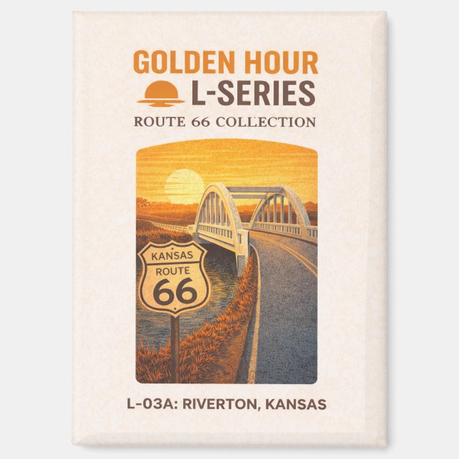 Retro Riverton Kansas Route 66 Rainbow Bridge Magnet (Front)