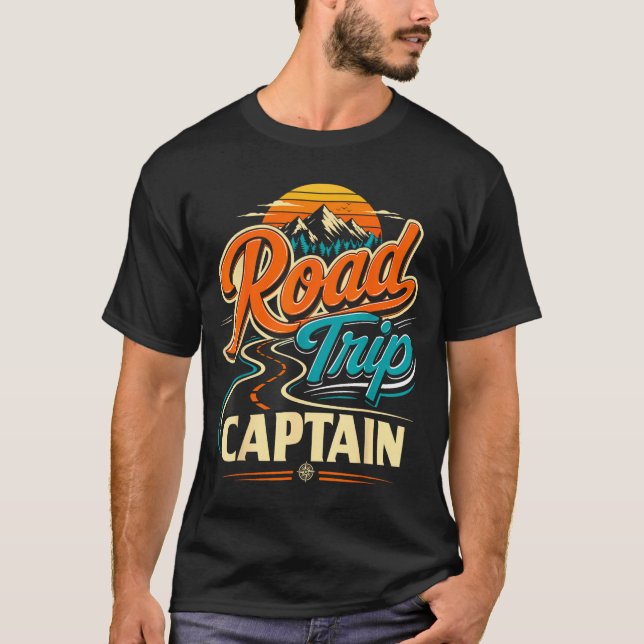 Retro road trip captain adventure  T-Shirt (Front)