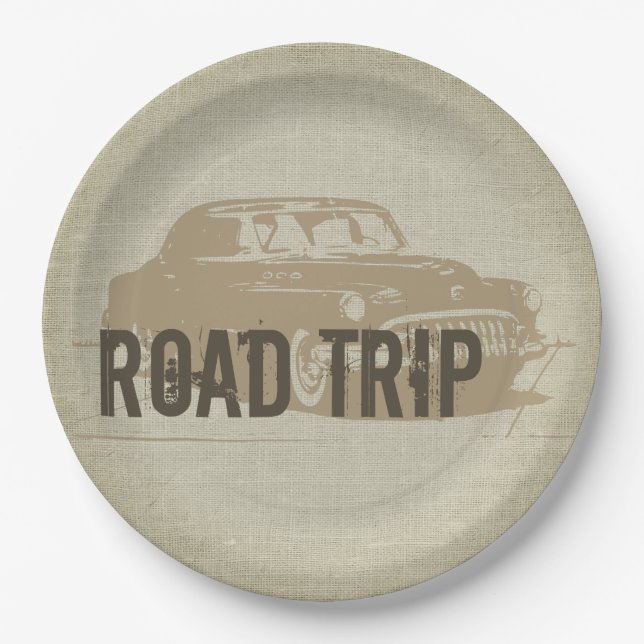Retro Road Trip Paper Plate (Front)