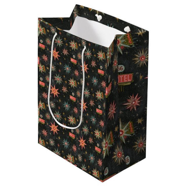 Retro Roadside Christmas Surprise Medium Gift Bag (Front Angled)