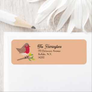 Retro Robin Midcentury Bird Art Return Address