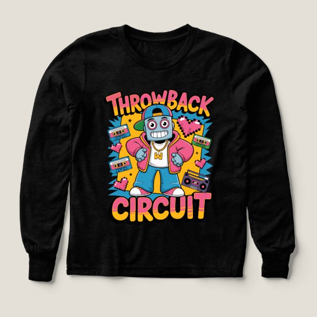 Retro Robot 90s Hip Hop Design – Fun Cartoon Throw (Design Front)