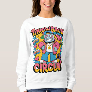 Retro Robot 90s Hip Hop Design – Fun Cartoon Throw Sweatshirt