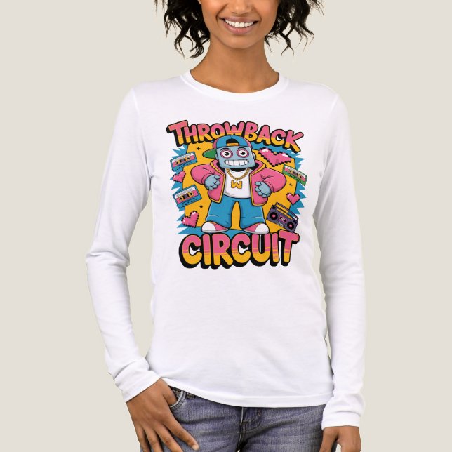 Retro Robot 90s Hip Hop Design – Fun Cartoon Throw Tri-Blend Shirt (Front)