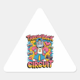 Retro Robot 90s Hip Hop Design – Fun Cartoon Throw Triangle Sticker