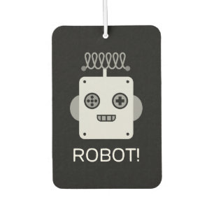 Retro Robot Face with Playful Antenna  Car Air Freshener