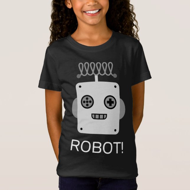 Retro Robot Face with Playful Antenna T-Shirt (Front)