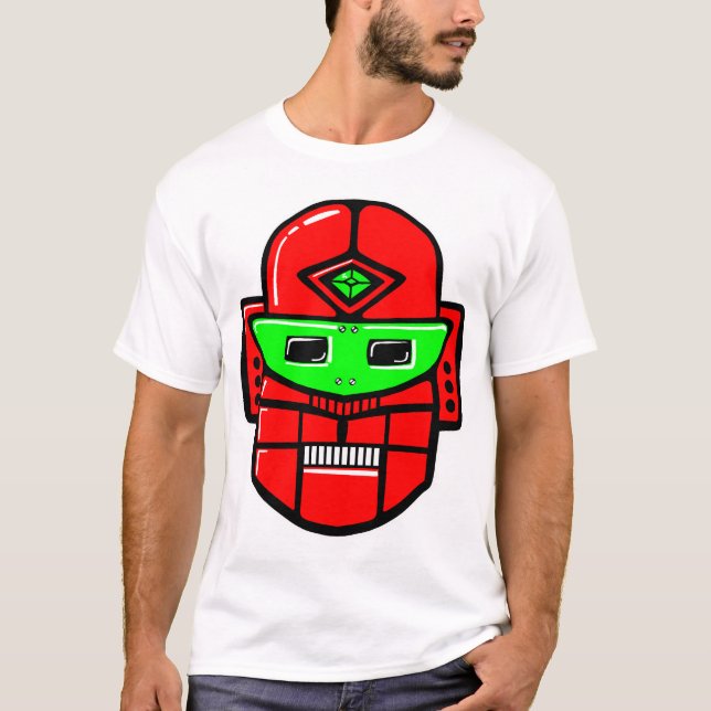 Retro Robot Head - Customised T-Shirt (Front)