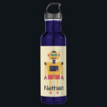 Retro Robot Illustration Personalised Kids 710 Ml Water Bottle<br><div class="desc">Cool retro style toy robot on personalised kid's water bottle.</div>