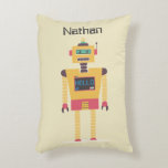 Retro Robot Illustration Personalised Kids Decorative Cushion<br><div class="desc">Cool retro style toy robot on personalised kid's pillow.</div>