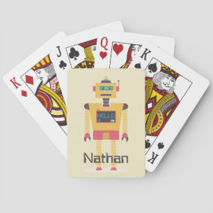 Retro Robot Illustration Personalised Kids Playing Cards