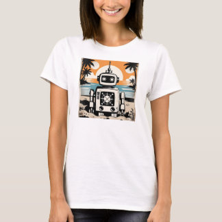 Retro Robot on a Desert Island T-Shirt