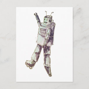 retro robot postcard