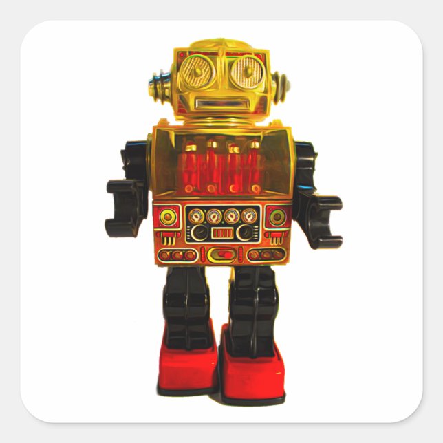 RETRO ROBOT STICKER. SQUARE STICKER (Front)