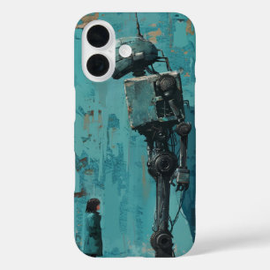 Retro Robot with Girl iPhone 16 Case