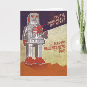 Retro Robot - You've Downloaded My Heart ... Holiday Card
