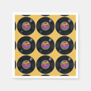 Retro Rock and Roll Vinyl Pattern Napkins