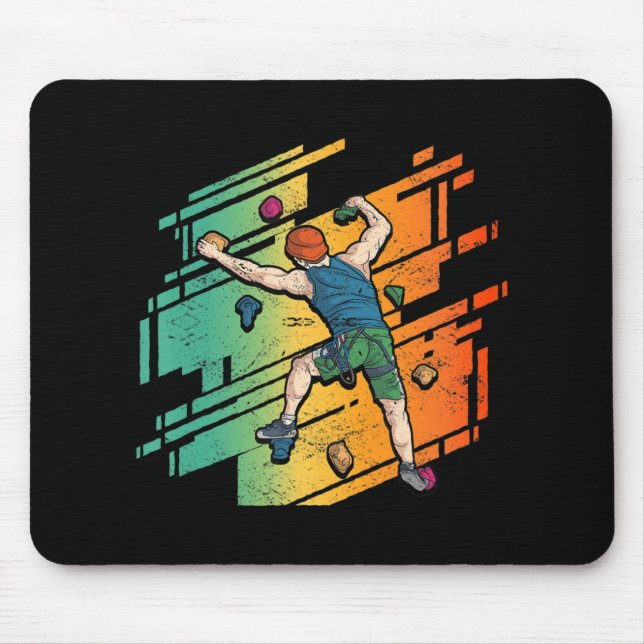 Retro Rock Climbing Bouldering Mountain Climbing  Mouse Pad (Front)