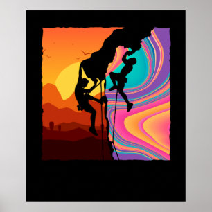 Retro Rock Climbing Bouldering Wall Climber Poster