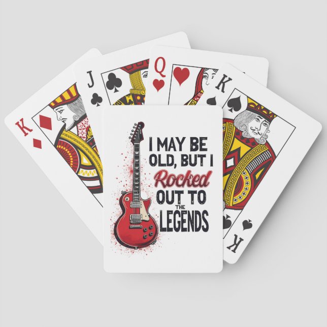 Retro Rock Guitar Classic Music Nostalgia Design Playing Cards (Back)