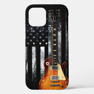 Retro Rock N Roll American Flag Guitar iPhone 12 Case