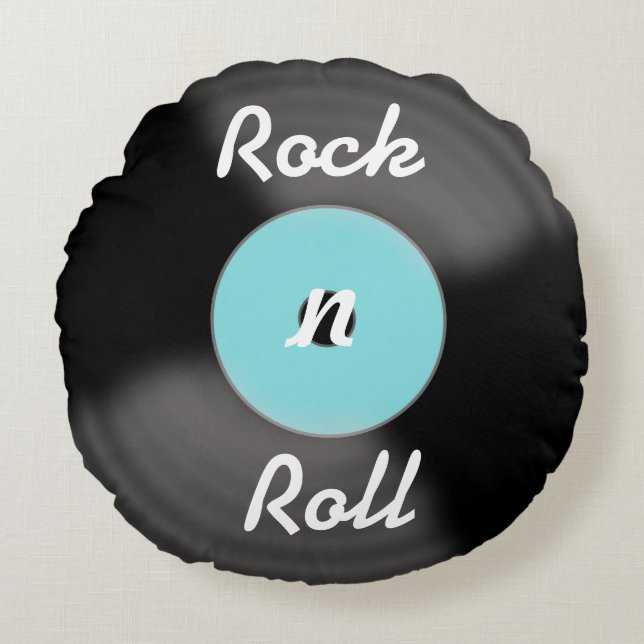 Retro Rock N Roll Record Throw Pillow (Front)