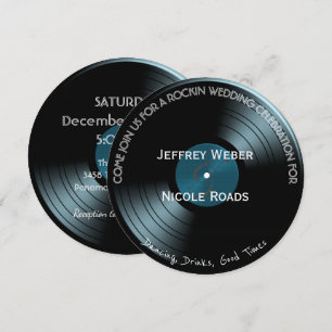 Retro Rock n Roll Vinyl Record Wedding Invitation