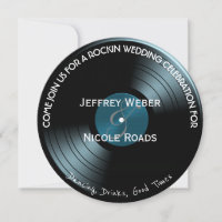 Retro Rock n Roll Vinyl Record Wedding Invitation
