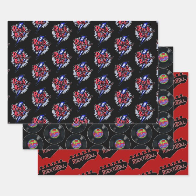 Retro Rock & Roll Collection Wrapping Paper Sheet (Set)