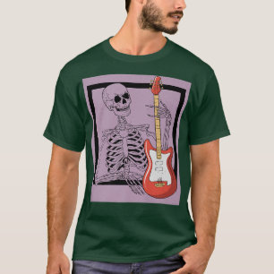 Retro Rock & Roll Skeleton Guitar Player Figure Mu T-Shirt