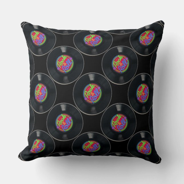 Retro Rock & Roll Vinyl Cushion (Front)