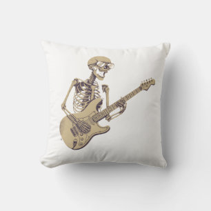 Retro Rock Skeleton Guitar Graphic Cushion