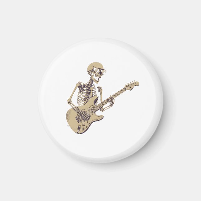 Retro Rock Skeleton Guitar Graphic Magnet (Front)