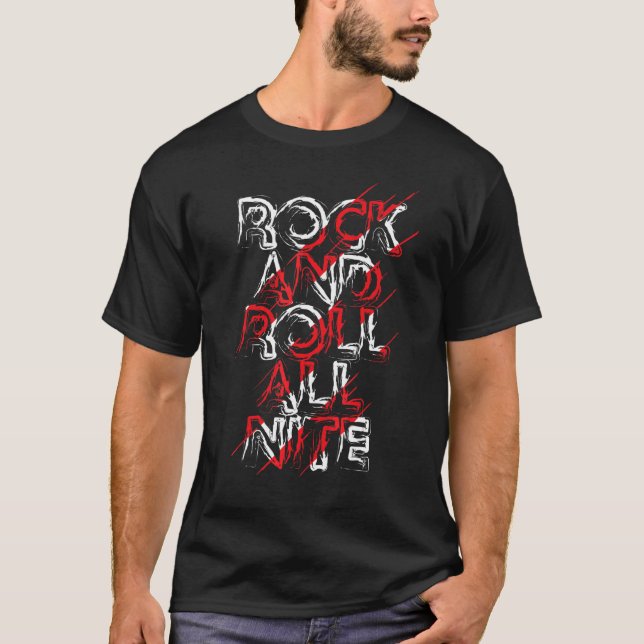 Retro Rock Symbol I Rock and Roll All Nite I Vinta T-Shirt (Front)