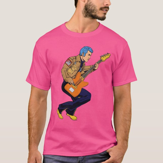 Retro Rock T-Shirt Guitarist Design Shirt (Front)