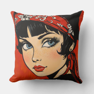 Retro Rockabilly Beauty  Cushion