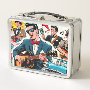 Retro Rockabilly Comics Metal Lunch Box