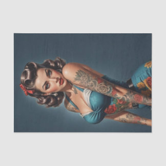 Retro Rockabilly Pinup Girl Decoupage  Tissue Paper