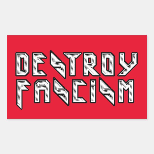 Retro Rocker - Destroy Fascism Rectangular Sticker (Front)