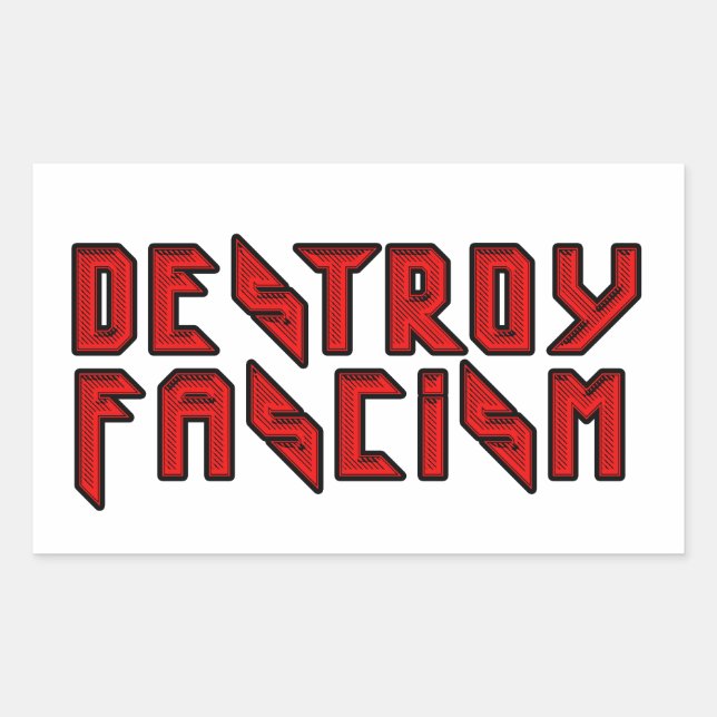 Retro Rocker - Destroy Fascism Rectangular Sticker (Front)